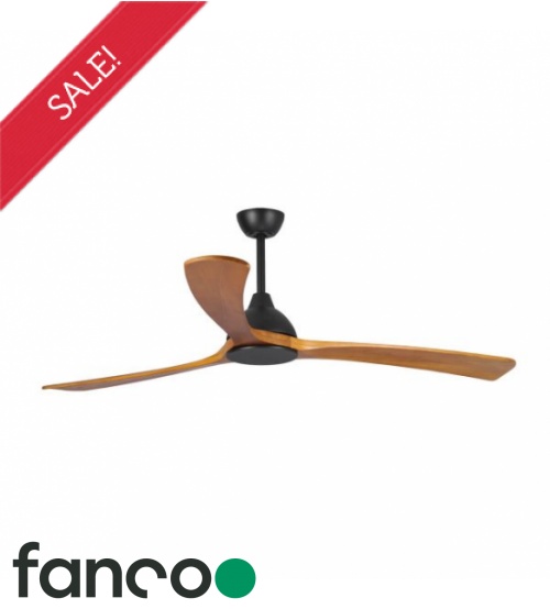 Fanco Sanctuary 3 Blade 70" DC Ceiling Fan with Remote Control in Black with Teak Blades
